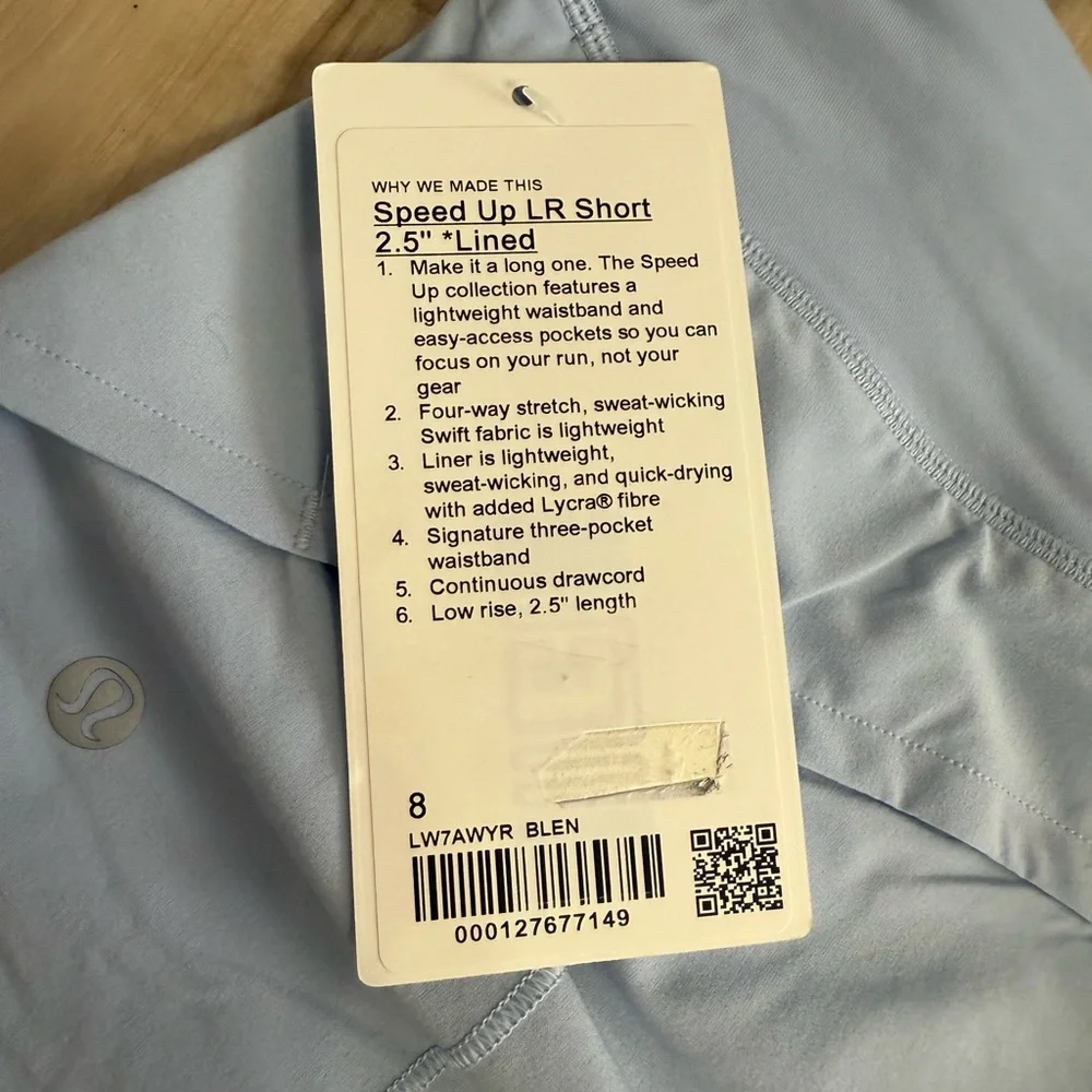 Lululemon Speed Up LR Shorts NWT Blue Linen Size 8 & 10 - Picture 8 of 10